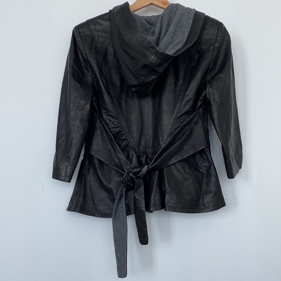 Bird by Juicy Couture Soft Leather Jacket Hoodie w/ Peplum🖤 - Picture 5 of 17